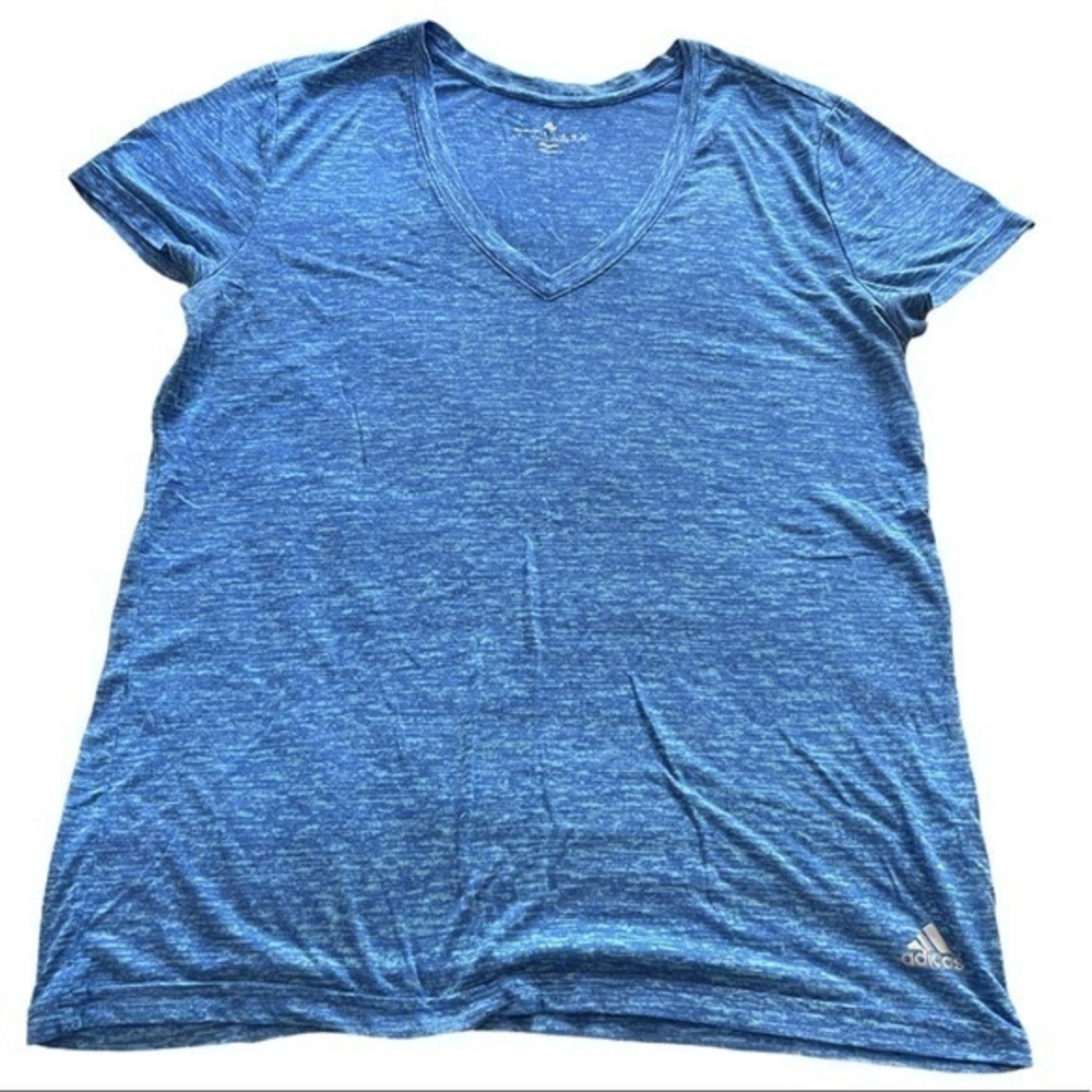 Adidas V-Neck Blue Shirt Gym Activwear Size Large (16-18) EUC #0359